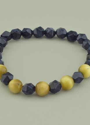 Оригинальный браслет с натуральным   кошачий глаз,каирская ночь 18 см.