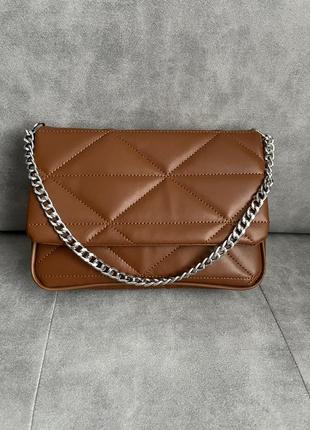Жіноча коричнева сумка крос-боді4 фото