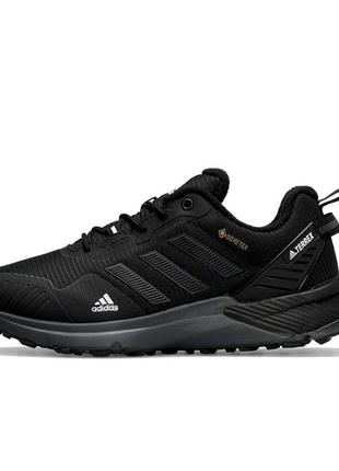 Термо водостойкие кроссовки adidas terrex gore-tex black white, мужская зимняя обувь, адидас на гор тексе