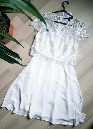 Белое кружевное платье  шифоновое нарядное новое vero moda1 фото