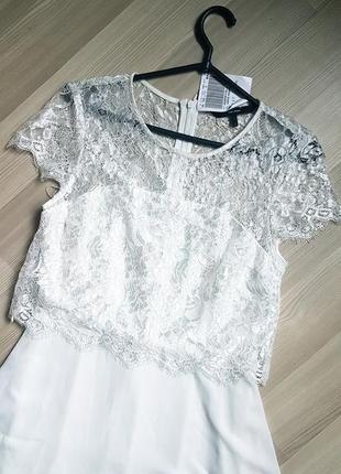 Белое кружевное платье  шифоновое нарядное новое vero moda2 фото