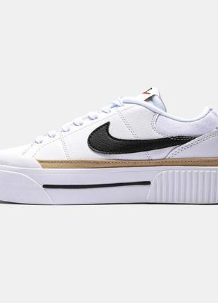 Кроссовки nike court legacy lift white black, женские кроссовки, найк