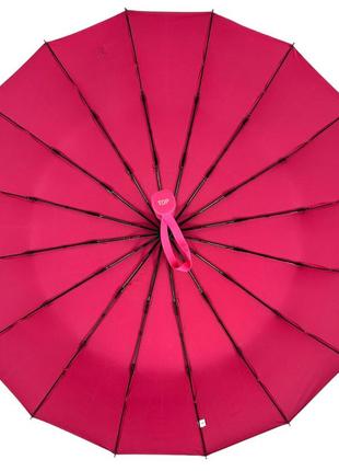 Однотонна автоматична парасоля на 16 карбонових спиць антивітер від toprain, рожевий, 0918-14 фото