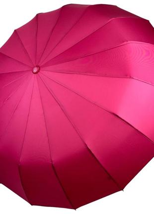 Однотонна автоматична парасоля на 16 карбонових спиць антивітер від toprain, рожевий, 0918-16 фото