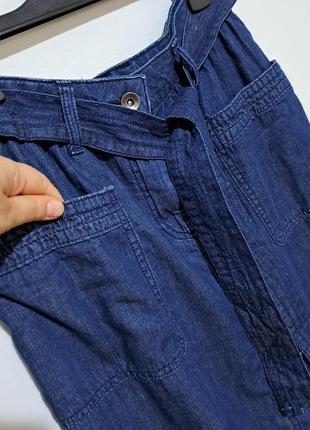 100% котон фирменная джинсовая юбка миди с карманами тай дай3 фото