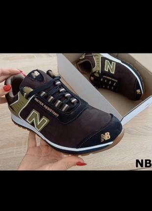 Чоловічі кросівки з логотипом new balance з натуральної шкіри (нубука)3 фото