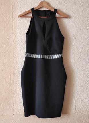 Чёрное платье amisu женское обтягивающие на молнии2 фото
