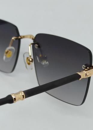 Maybach сонцезахисні окуляри унісекс модні вузькі безоправні сірий градієнт з золотим металом9 фото