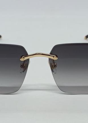 Maybach сонцезахисні окуляри унісекс модні вузькі безоправні сірий градієнт з золотим металом2 фото