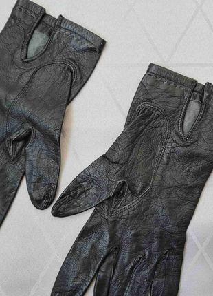 Чорні весняні шкіряні рукавички 🌺3 фото