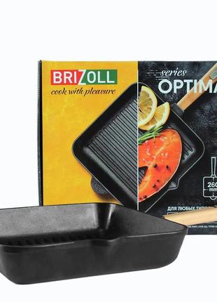 Чугунная сковорода-гриль brizoll optima 260 х 260 х 50 мм артикул-o262650g-p