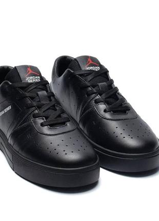 Мужские кожаные повседневные кроссовки jordan black, мужские кеды джордан черные, мужская обувь2 фото