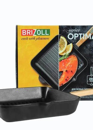 Чугунная сковорода-гриль brizoll optima 280 х 280 х 50 мм артикул-o282850g-p