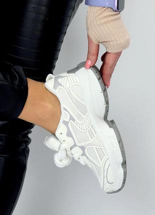 Крутые белые спортивные кроссовки, молодежные вариант, эко кожа+ сетка,, весенние летние, молодежка,4 фото