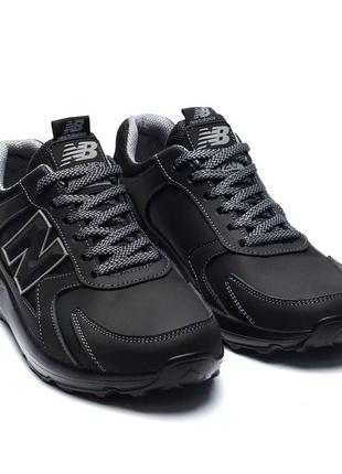 Мужские кожаные кроссовки nb, мужские повседневные кожаные кеды нью беланс черные. мужская обувь2 фото