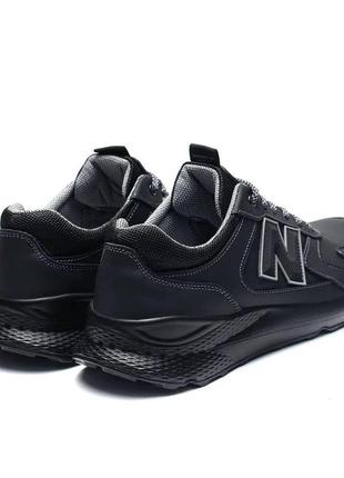 Мужские кожаные кроссовки nb, мужские повседневные кожаные кеды нью беланс черные. мужская обувь3 фото