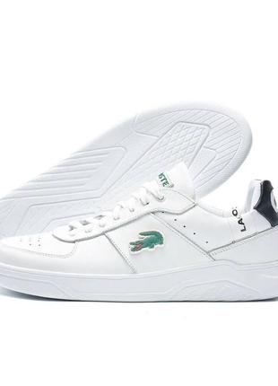 Мужские кожаные повседневные кроссовки lacoste white, мужские кеды лакоста белые, мужская обувь4 фото