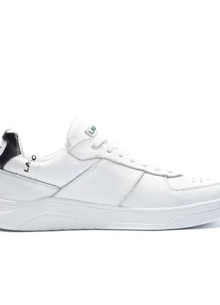 Мужские кожаные повседневные кроссовки lacoste white, мужские кеды лакоста белые, мужская обувь5 фото