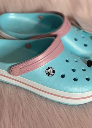 Крокси крокбенд м'ятні/бірюзові original crocs clog crocband ice blue / white