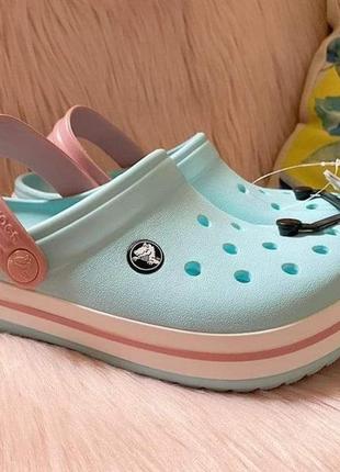 Кроксы крокбенд мятные/бирюзовые original crocs clog crocband ice blue / white2 фото