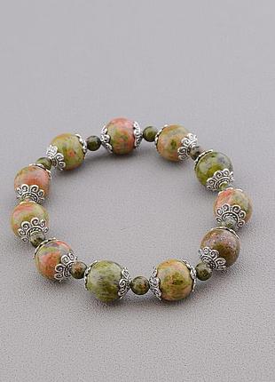 Оригинальный браслет с натуральным   эпидот 18 см.