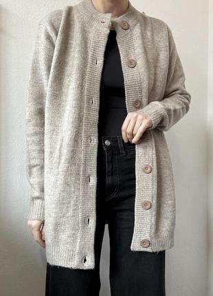 Бежевий кардиган базовий светр з гудзиками кофта сіра джемпер пуловер реглан лонг лонгслів бежевий кофта