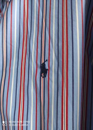 Сорочка рубашка синя  голуба червона біла вінтаж смужка оригінал бавовна 💯 polo ralph lauren 🐎 ,m,38,428 фото