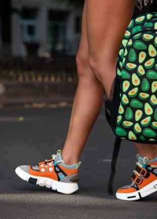 Рюкзак с принтом  авокадо портфель зеленый  сумка для учебы  ранец женский / мужской5 фото