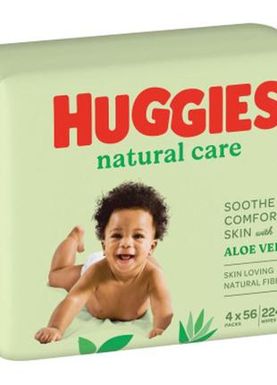 Детские влажные салфетки huggies natural care 56 х 4 шт (5029053550183)