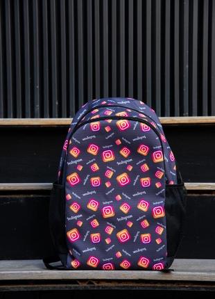 Рюкзак тёмно-серый с принтом instagram портфель сумка для учебы ранец женский / мужской3 фото