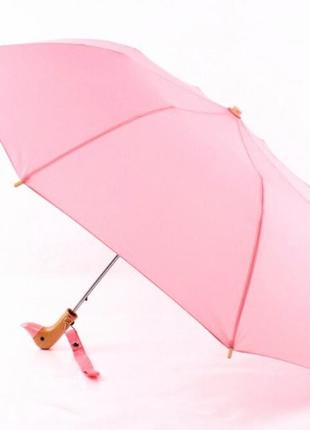 Зонт с деревянной ручкой голова утки (розовый)2 фото