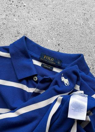 Polo ralph lauren men’s striped blue white polo shirt custom fit поло8 фото