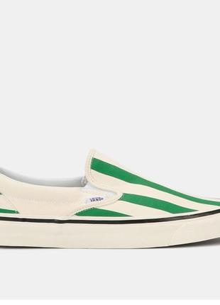 Кеды зеленые в полоску vans green and white striped classic 98 dx slip-on sneakers
by vans