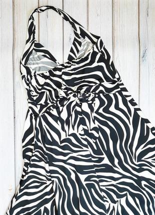 💥1+1=3 стильное черно-белое вискозное платье сарафан миди с декольте, размер 46 - 485 фото