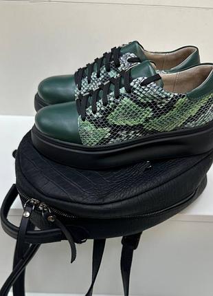 Екслюзивні кросівки кеди з італійської шкіри та замші жіночі хамелеон