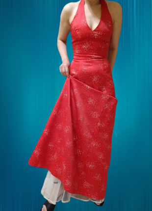 Яскрава червона максі весільна вечірня сукня morgan&go. зі стразами камнями ручної роботи пишна1 фото