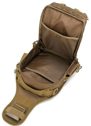 Качественная тактическая сумка, укрепленная мужская сумка рюкзак тактическая слинг. цвет: койот3 фото