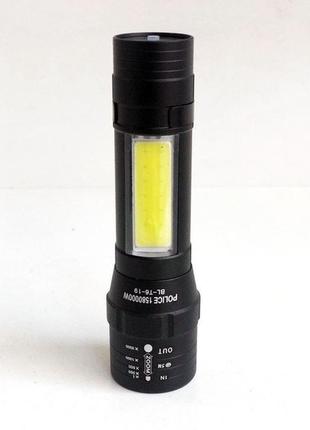 Ліхтар кишеньковий з металевим корпусом police bailong bl-t6-19, потужний акумуляторний лід ліхтарик6 фото