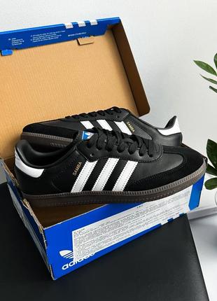 Кросівки adidas samba og white black gum premium (натуральна шкіра)