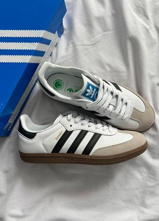 Кросівки adidas samba og white black gum premium (натуральна шкіра)