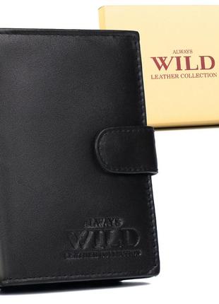 Гаманець шкіряний чоловічий always wild n4l-p-scr-black rfid-захист1 фото