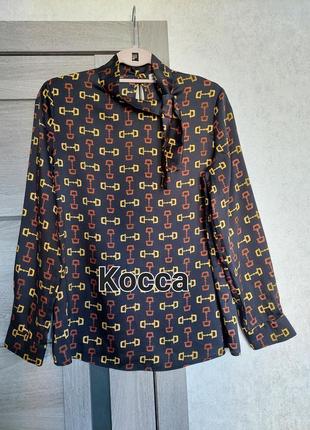 Трендовая чёрная блуза 🔹премиум класса в анималистический принт kocca(размер 40)1 фото