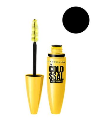 Maybelline new york volum express colossal 100% black туш для вій1 фото