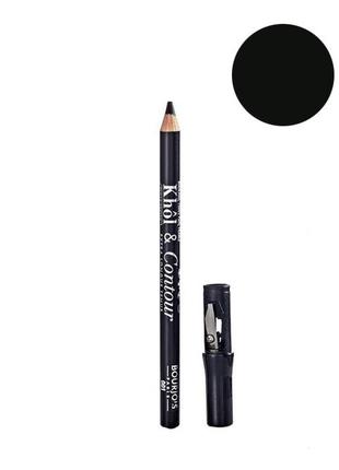 Bourjois khol & contour extra-long wear олівець для повік, з точилкою ( 001) noir-issime