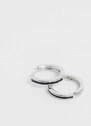 🖤❗️ базові мініатюрні сережки кільця з декором чорна емаль designb з сайту asos3 фото