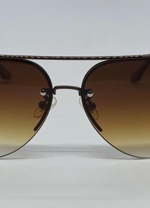 Очки в стиле gucci мужские солнцезащитные капли коричневый градиент в металлической оправе2 фото