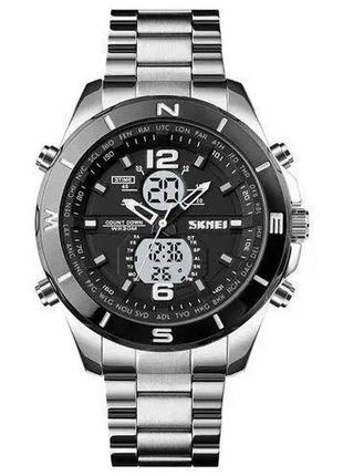 Годинник наручний чоловічий skmei 1670siwt silver-white, годинник тактичний протиударний1 фото