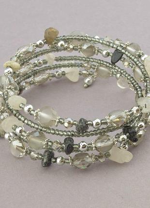 Оригинальный браслет с натуральным  волосатик, чешский хрусталь 90 см.