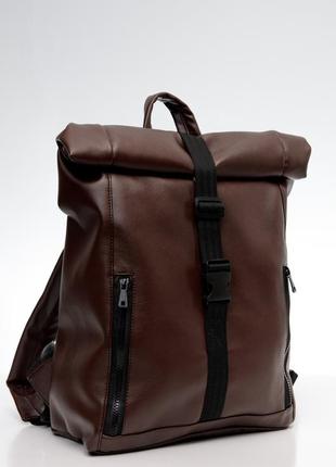 Большой коричневый рюкзак ролл для ноутбука4 фото