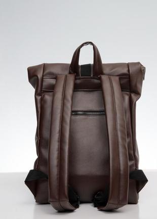 Великий коричневий рюкзак рол для ноутбука5 фото